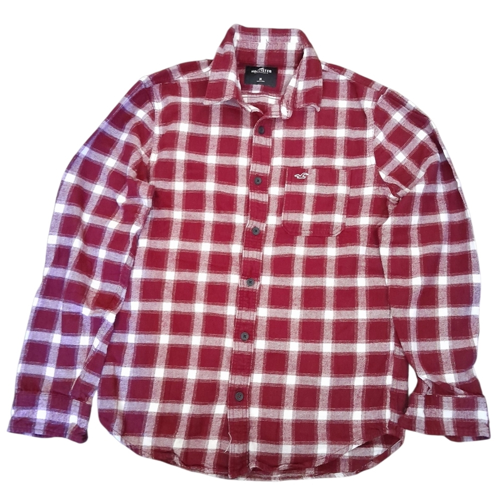 Hollister Men's Red and White Flannel